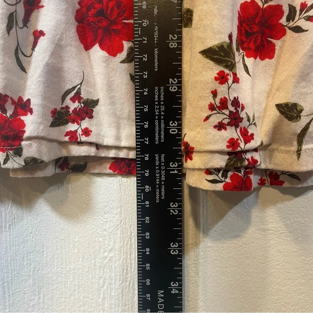 Old Navy Red Fit and Flare Flower Dress with Bishop Sleeves Girls 14-16 🌸​